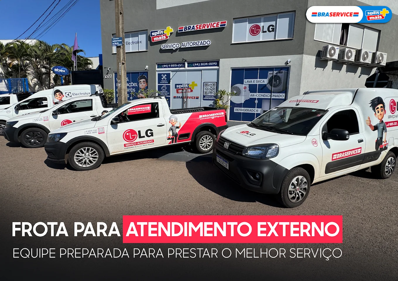 Frota identificada da Braservice em frente à unidade de Maringá